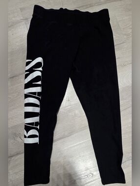 torrid Black Leggings with White "BADASS" Side Graphic